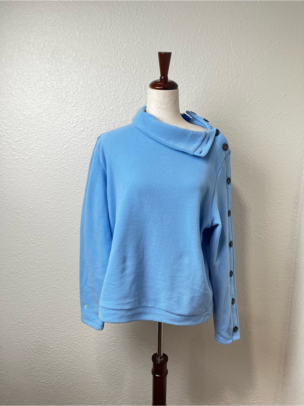 NWT Dudley Stephen’s Kathleen Blue Turtleneck Fleece  with Buttons Size XL